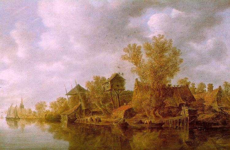 Jan van  Goyen River Landscape oil painting image